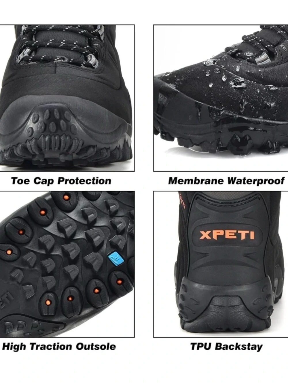 Men's Black and Gray All-Terrain Hiking Boots